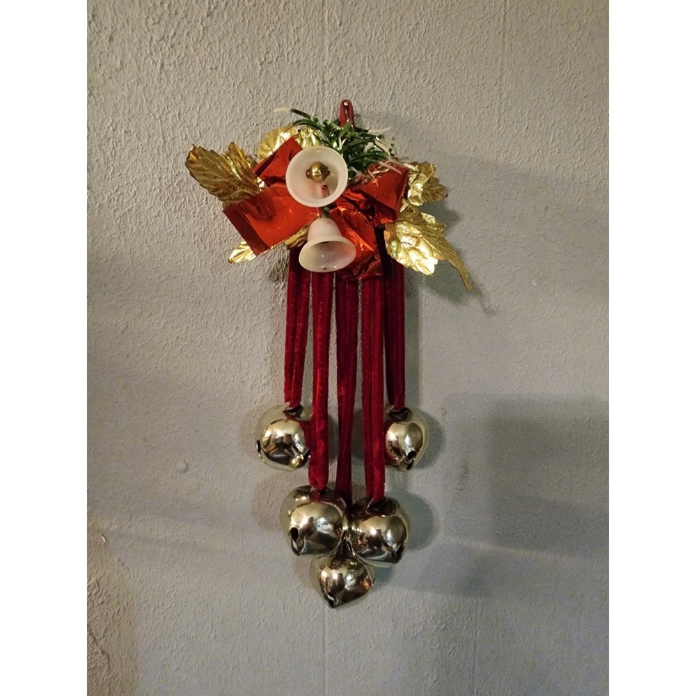 Vintage‎ Criterion Wall Hanging Christmas Bell Decoration, Gold Foil Leaves MCM